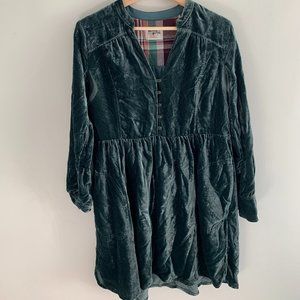 Anthropologie Green Velvet Dress